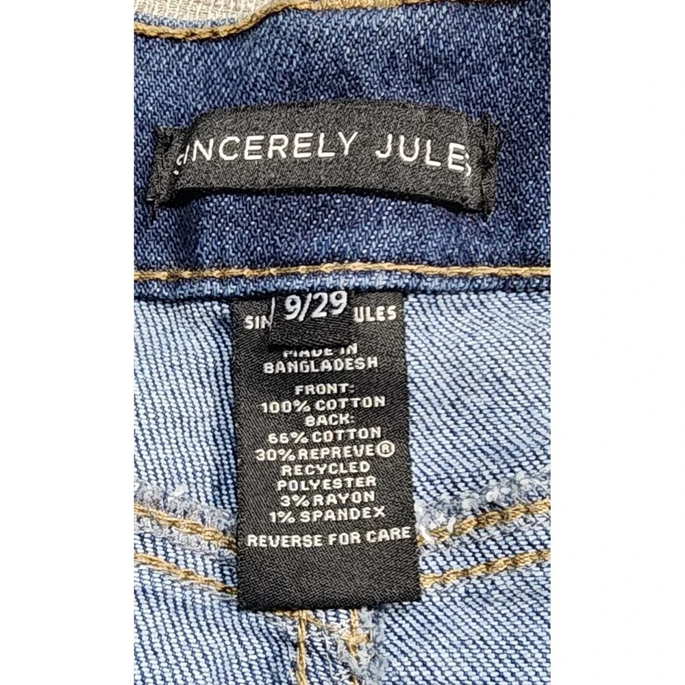Sincerely Jules Womens Distressed‎ Denim Shorts Medium Wash High Rise Size 9/29